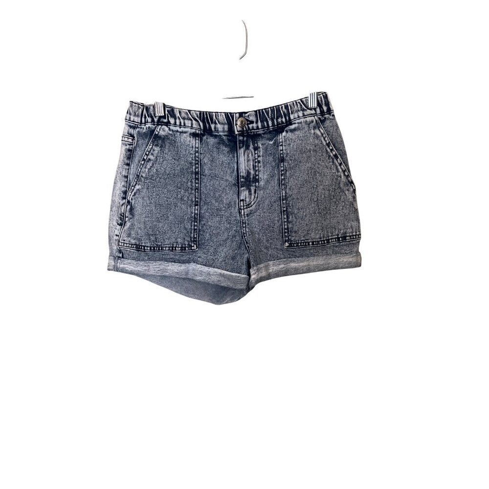Wild Fable‎ Womens  Acid Wash Denim Shorts Medium  Elastic Waist Summer Stretch
